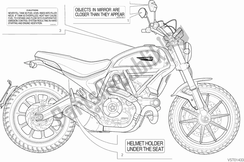 Alle onderdelen voor de Posizionamento Targhette van de Ducati Scrambler Icon USA 803 2017